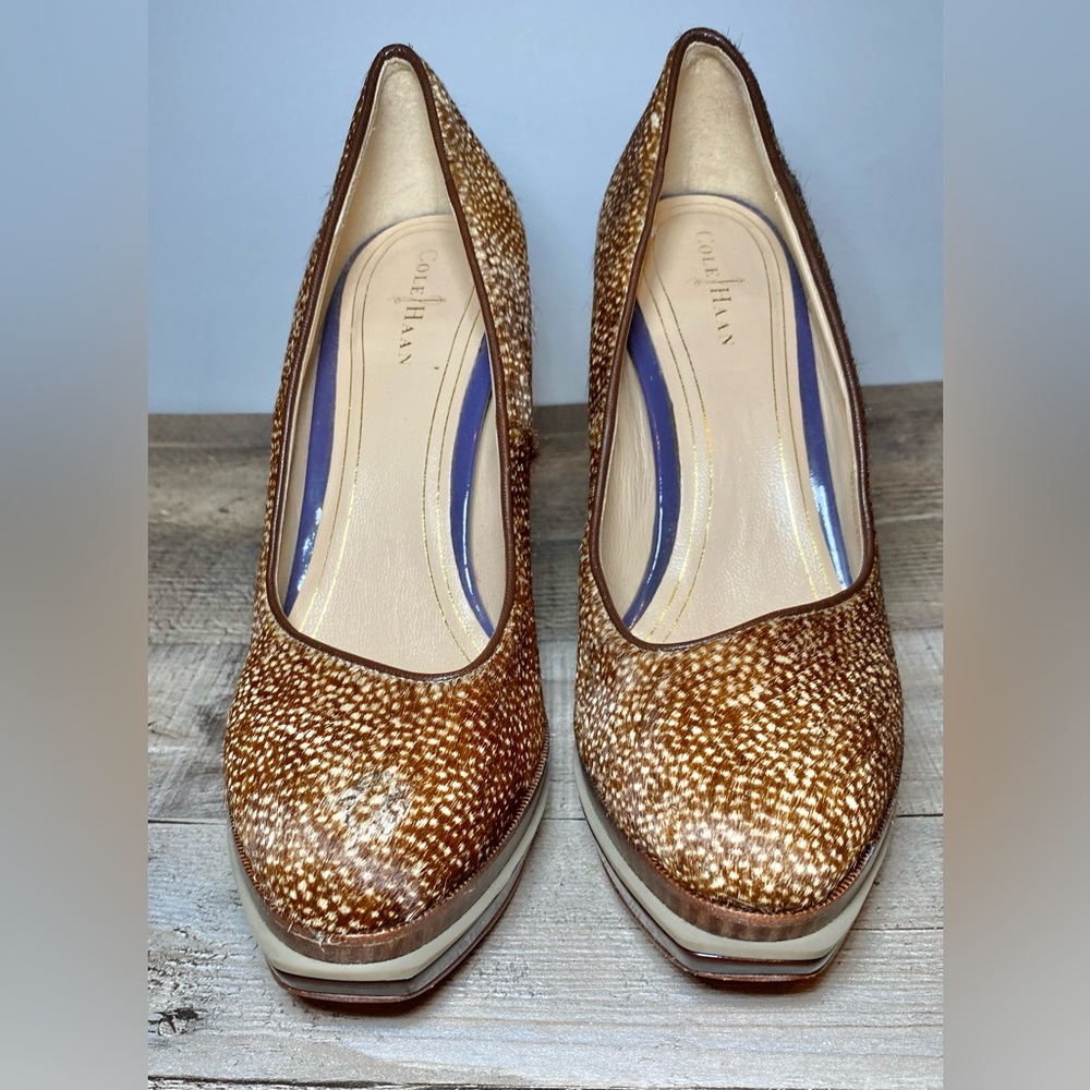 Cole Haan Women’s Chelsea Chestnut‎ Sand High Heel Pumps Animal Print Size 7 - Picture 3 of 8